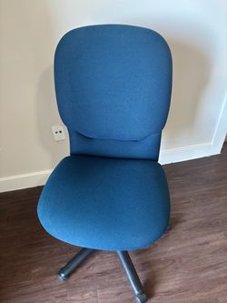 Blue Fabric Office Chair No Arms