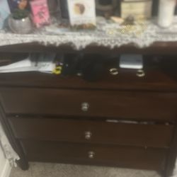 2 hard wood dressers one with mirror attachment