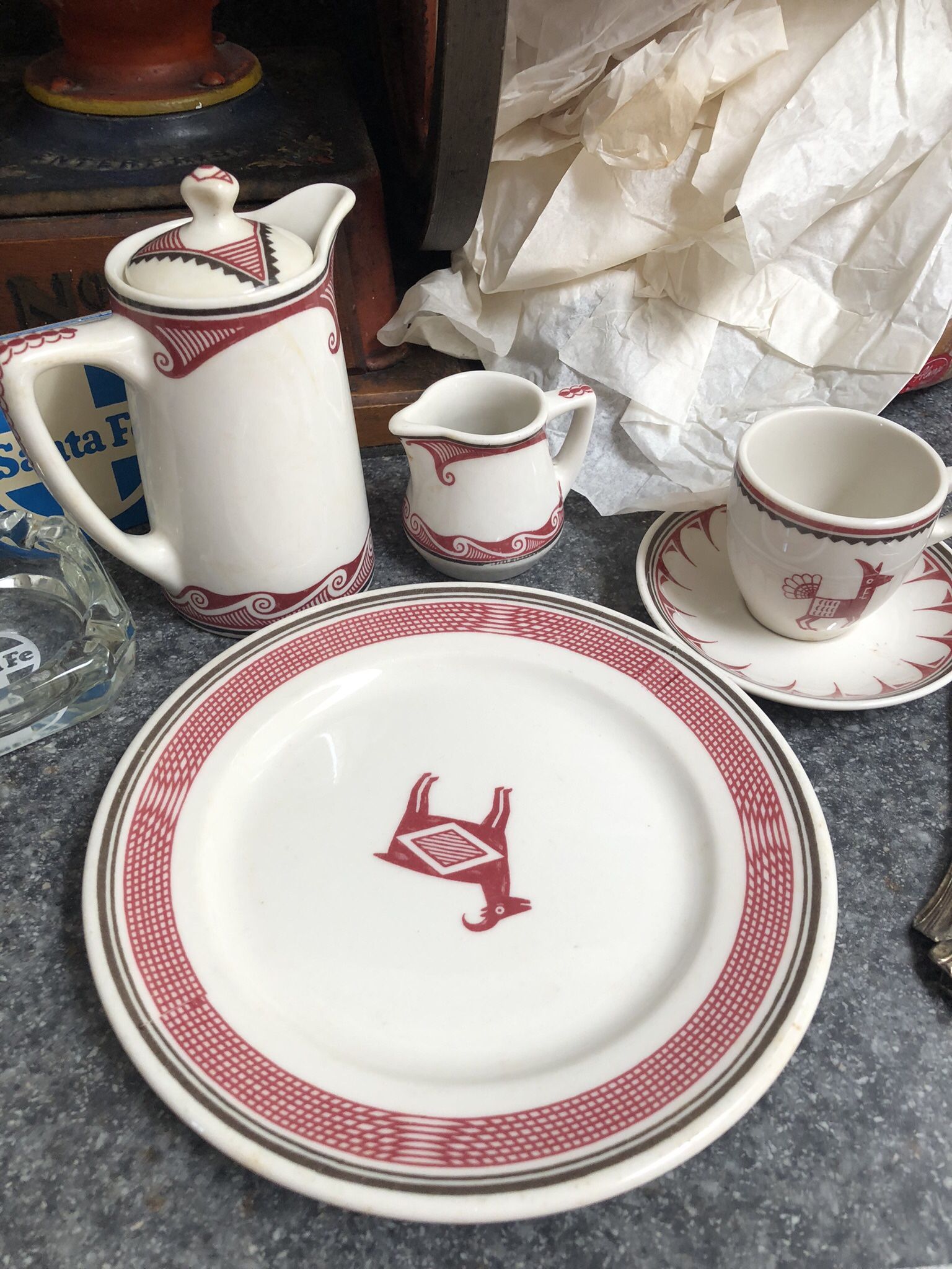 Vintage Santa Fe Railroad dinnerware