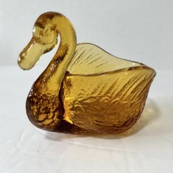 Vintage Amber Glass Swan
