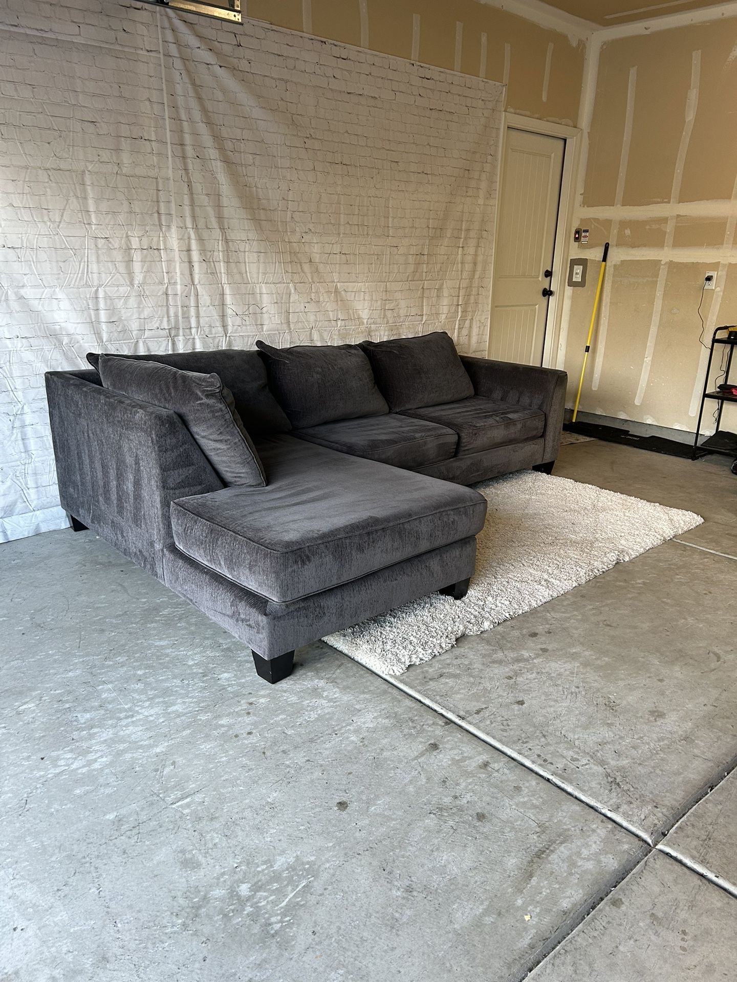 Grey Crate And Barrel 2pc Sectional Sofa (Delivery Available)