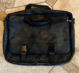 Black Leather Laptop Briefcase Bag
