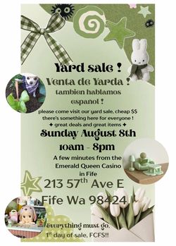 Family Yard Sale ! Venta de Garaje ! Check out my other posts for pictures of what we have!