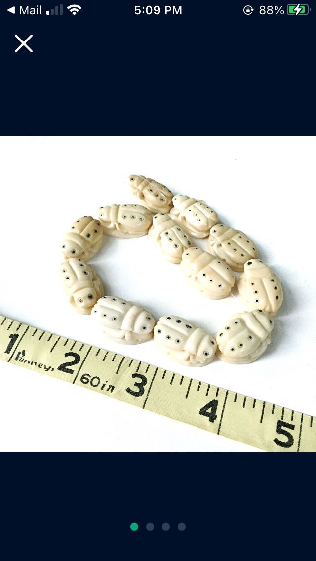 Carved scarab bone beads for jewelry making