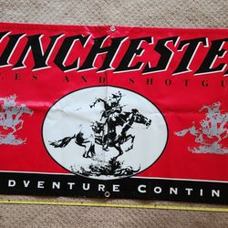 Vintage 1990s US Repeating Winchester Dealer's Banner approx 6.6 Feet Long By 2.5 Feet Tall