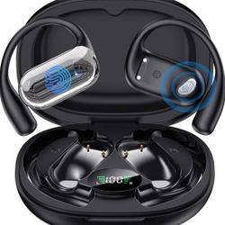Open Ear Bluetooth 5.4 Earbuds, Wireless Headphones Sport Over Earphones Built-in Mic with Ear Hooks