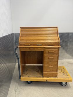 Vintage Winners Only inc Solid Oak Roll Top Desk