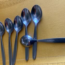 SET of 6 Polish Stainless Steel Demitasse Spoons (Coffee/Espresso Spoons).