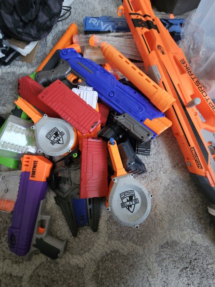 Nerf Guns And Magazines