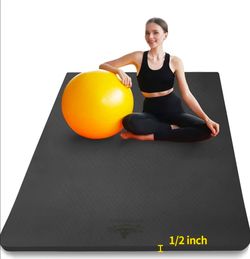 Hatha Yoga Large TPE Yoga Mat 6'x4'x1/2" Extra Thick Non-Slip Exercise Mat