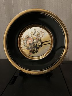 8” Chokin 24k Gold Edged Art Plate, Japan Made