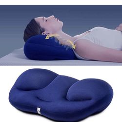 All-Round Egg Shaped Cloud Pillow 3D Ergonomic Sleeping Memory Foam Egg Shaped Ergonomic Pillows(Blue)