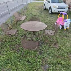 Metal Patio Set With Sofa Bench 