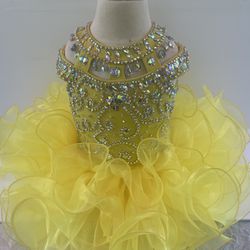 Girl Yellow Princess Pageant Glitz Cupcake Birthday Dress 