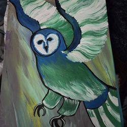 Owl Painting 11x15 Acrylic Original on paper