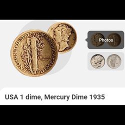 USA 1 DIME ,mercury dime 1935 ,this A Great Find ,a Great Coin For Your Personal Collection!