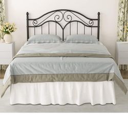 Elephance Queen Size Metal Bed Frame with Vintage Headboard,11 Inches Storage Space Platform Bed No Box Spring Needed Easy Assembly,Black