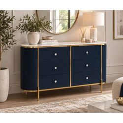 New 59” Marble Top Sideboard – Navy & Gold – Retail $4,230 – Delivery Available