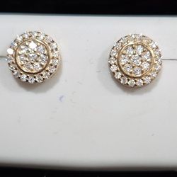 Moissanite Earrings Gold Over Sterling Silver