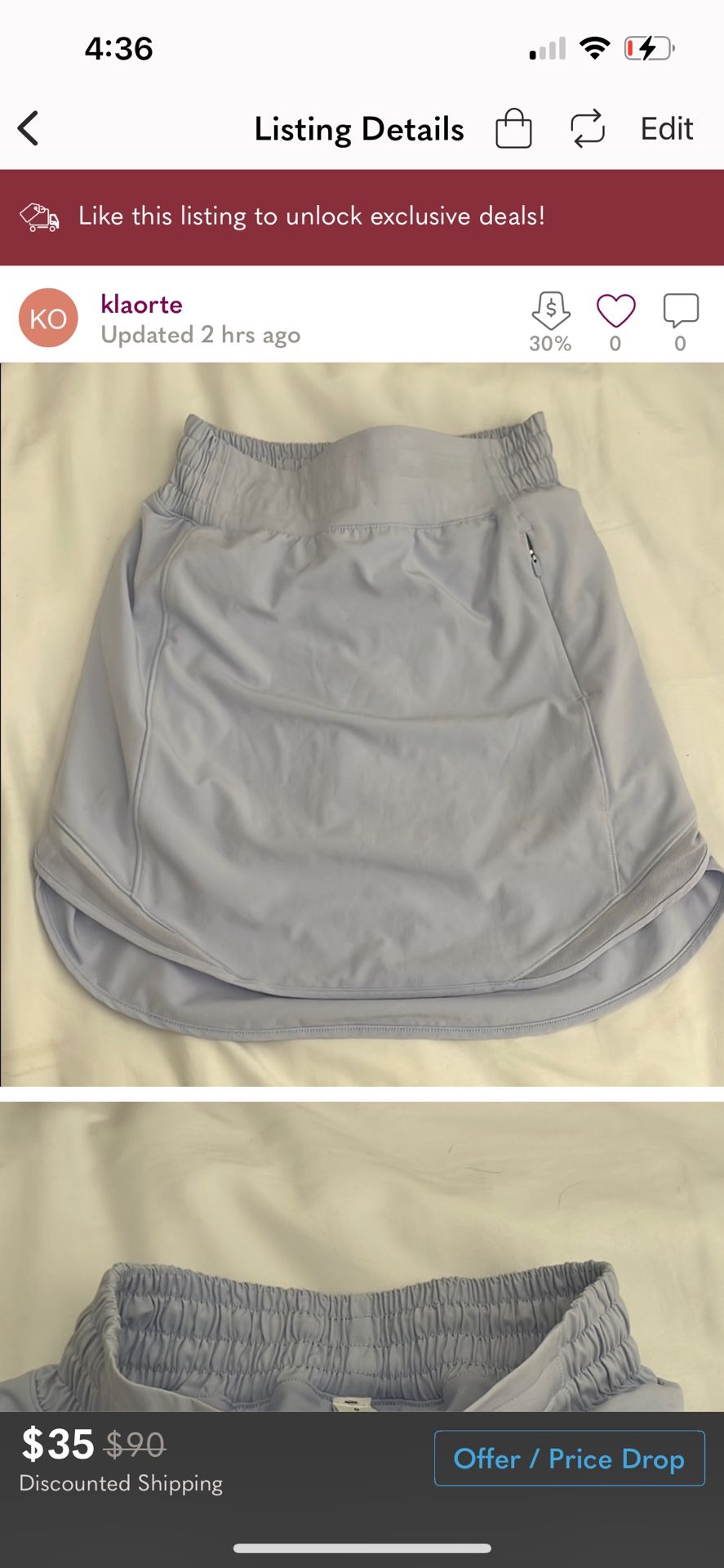 Lululemon Lavender Mini Skirt