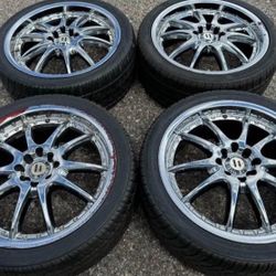 18” 4 LUG DODGE FORD CHEVY BMW CHRYSLER WE FINANCE CHROME SET PACKAGE RIMS TIRES UNIVERSAL 