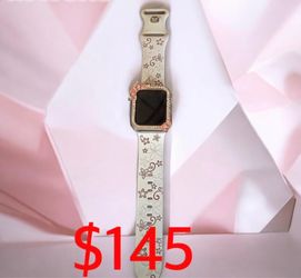 Apple Watch with Floral Band and Rhinestone Case