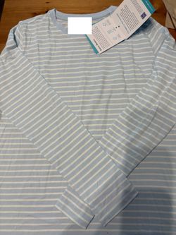 Kid's Long Sleeve Sun Shirt - UPF 50+ Sun Protection, Light Blue Stripe (New, Youth 11-12Y)