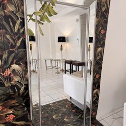 Oversized Silver Floor Mirror (Designer Style)