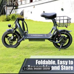 CAROMA 350W Foldable Electric Scooter w/ Seat – 20 MPH, 25 Mile Range, 14” Tires 