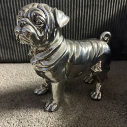 Shiny Silver Pug Dog Figurine – Cute Decor