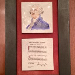 Framed Washington & John Paul Jones Ceramic Tile Wall Hangings (Original Frames)