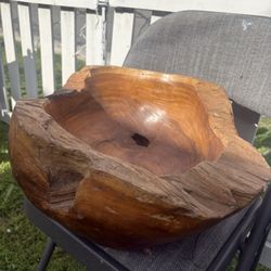 Genuine Hand Carved Live Edge Wood Bowl 