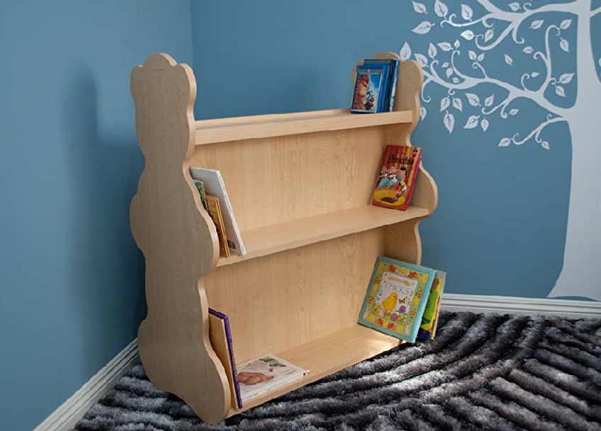 Baby Furniture Bear Mobile Double-Sided Bookcase, Bookshelves Natural Maple