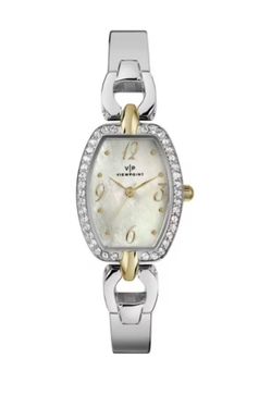 Viewpoint by Timex women's watch, 25 mm, mother-of-pearl dial, silver-tone bracelet.
