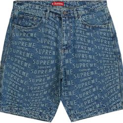 Supreme Warp Jacquard Logos Denim Painter Shorts 32