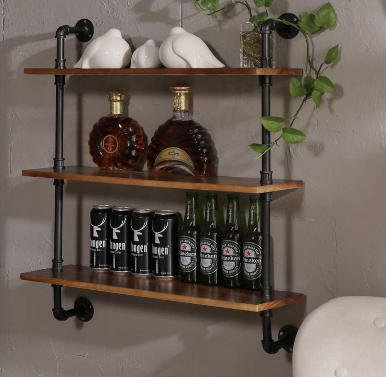 Industrial Pipe Shelving 27.5" W