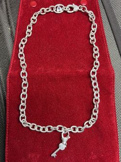 Judith Ripka Sterling Silver Heart Lock Key Charm Necklace