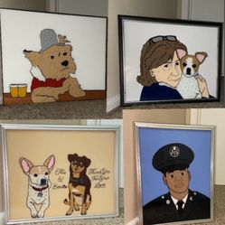 Glass Paintings Family, Friends, Pets, Anime & Cartoon Portraits Available LOCATED IN COVINA