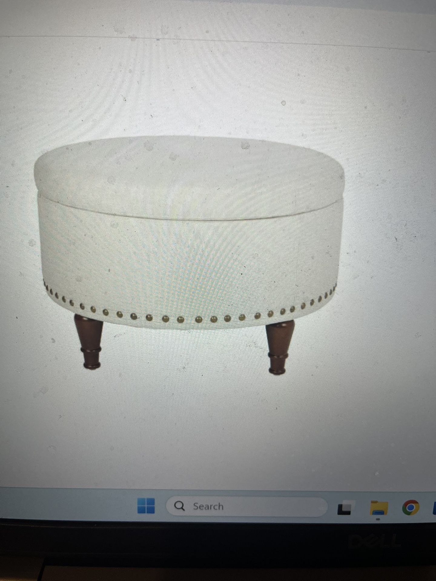 Round Leather Storage Ottoman