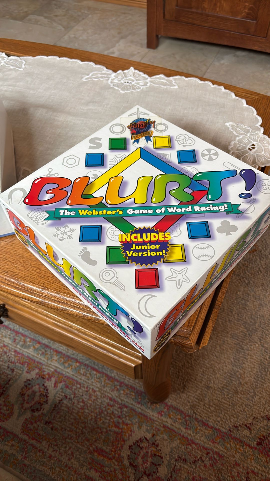 BLURT. The Websters Board Game Of Word Racing.