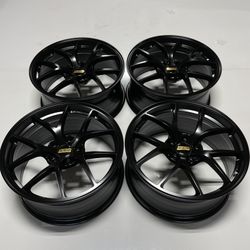 NEW 19” BBS RIA Style Forged Matte Black Wheels Gold Center Caps Squared Set 19x8.5 +38 (5x114.3) 