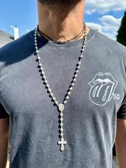 50 grams weight, Handmade Silver 925 rosary necklace 28 inches