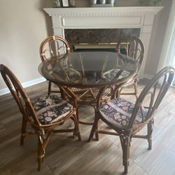 5 Piece Natural Rattan Dinning Set