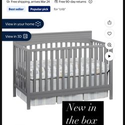 Oxford Baby Harper 4-in-1 Convertible Crib, Dove Gray, GREENGUARD Gold Certified, Wooden Crib