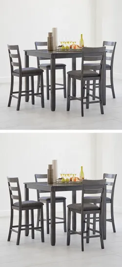 Bridson Counter Height Dining Set – Table + 4 Bar Stools (Gray)