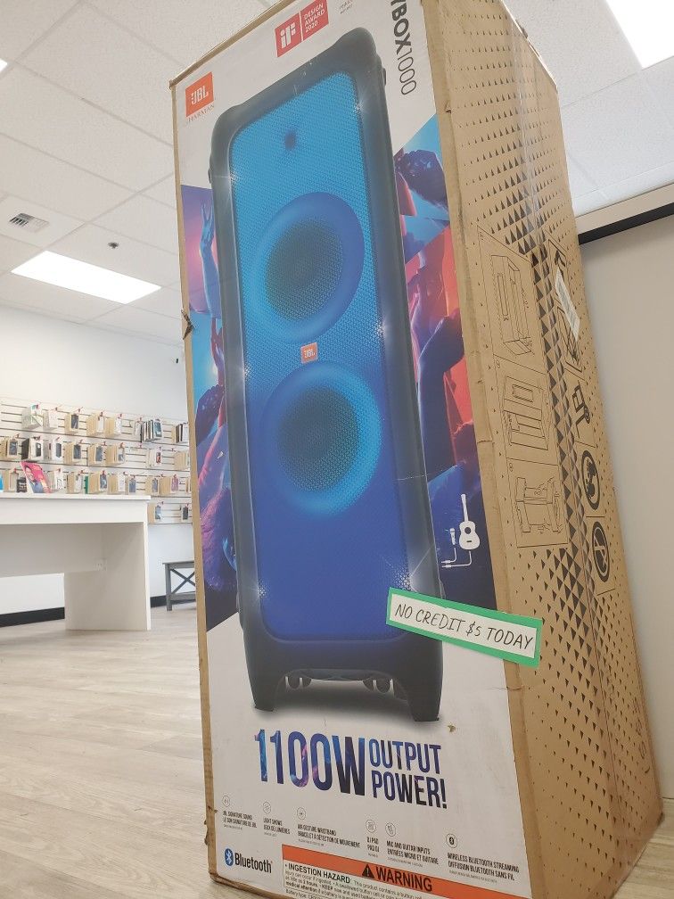 π₯ Loud, Lit, Legendary β Brand New JBL PartyBox 1000 Portable Bluetooth Speaker Now $999 or Just $1 Down! 1-Year Peace-of-Mind Included