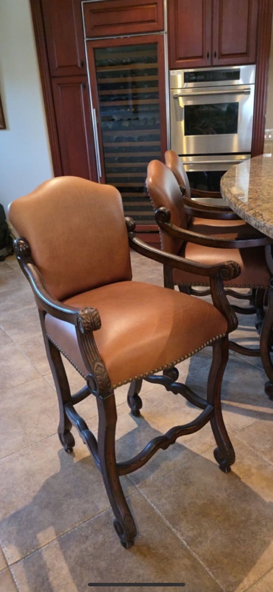 Leather Bar Stool (3 Set)