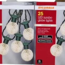 25 LED Jumbo Globe Lights Warm White with Green Wire QUANTITY: 4