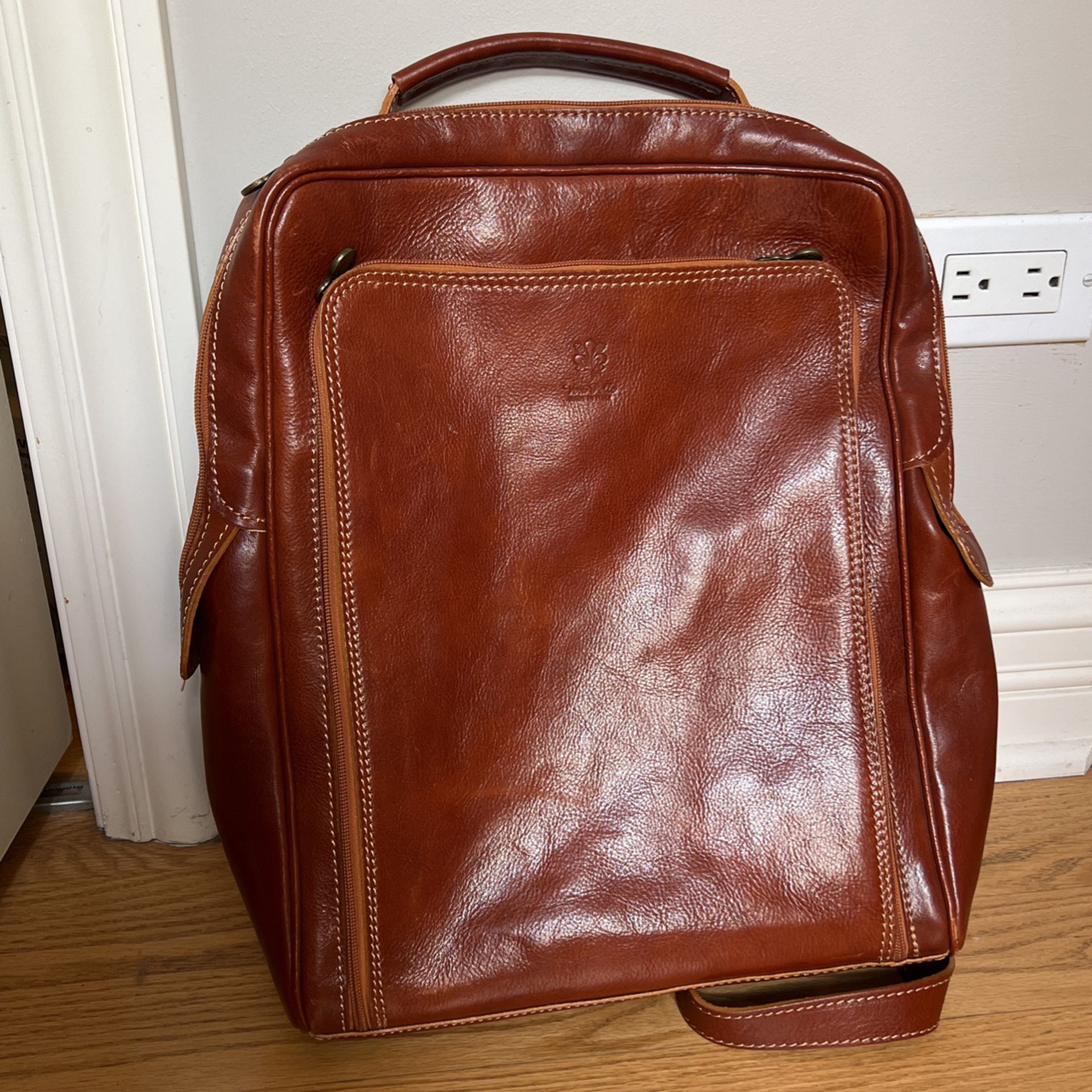Laptop Leather Backpack. Made In Italy 
