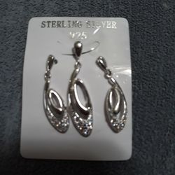 Sterling Silver Cz Pendant Set 3 Pc
